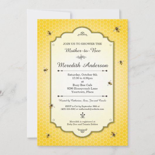 Honeybee Mutter zu Bee Baby Dusche Einladung (Vorderseite)