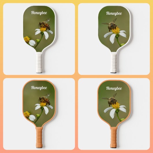 HoneyBee on White Daisy Flower Green Pickleball Schläger