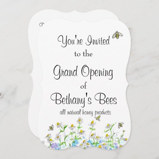 Honeybee Open House Custom Invitation Chamomile Einladung (Vorne/Hinten)