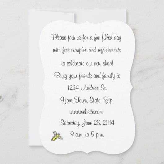 Honeybee Open House Custom Invitation Chamomile Einladung (Rückseite)