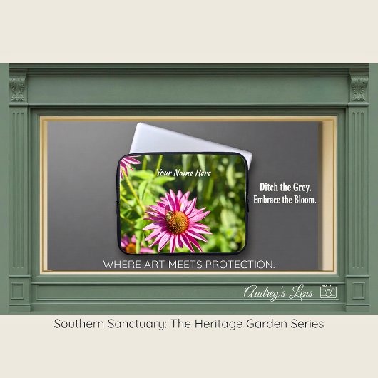 Honeybee & Pink Coneflower Laptop Sleeve