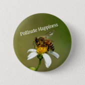 Honeybee Pollinate Happiness Fotografisch Button (Vorderseite)