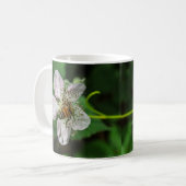 Honeybee Pollinates eine BlackBerry Blume Tasse (Vorderseite Links)