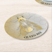 Honeybee Queen Bee Metal Coin Runder Pappuntersetzer (Angewinkelt)