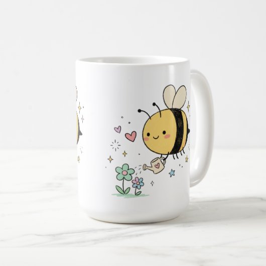  Honeybee Watering Wildflowers Pollinator Garden  Kaffeetasse (VorderseiteRechts)