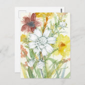 Honeybee White Blume Pollinator Garden Wasserfarbe Postkarte (Vorne/Hinten)