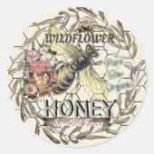 Honeybee Wildblume Honey Olive Wreath Runder Aufkleber (Vorderseite)