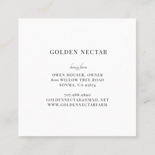 Honeybeeper-Honeybeeper-Logo von Queen Bee Crown Quadratische Visitenkarte (Rückseite)