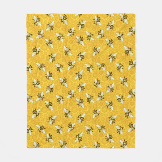 Honeybees Honeycomb Beehive Bee Nature Pattern Fleecedecke (Vorderseite)