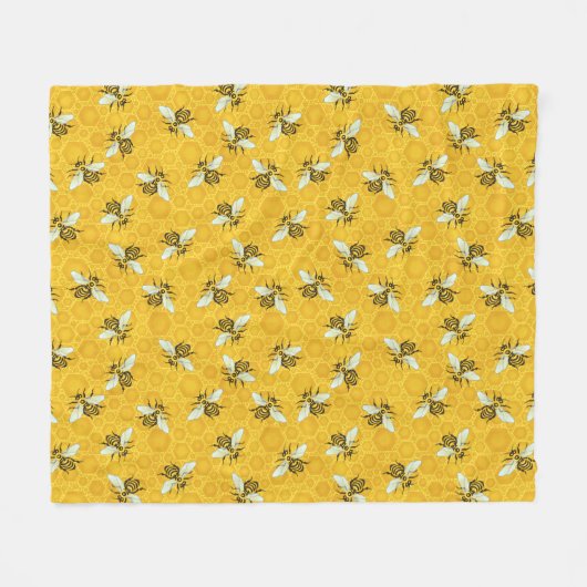 Honeybees Honeycomb Beehive Bee Nature Pattern Fleecedecke (Vorderseite (Horizontal))
