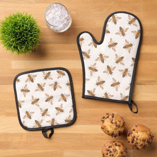Honeybees Oven Mitt Set (Oben Unten)