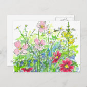 Honeybienen Primrose Wildblume Garden Postkarte (Vorne/Hinten)