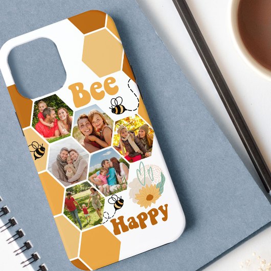 Honeycomb 6 Foto Collage Bee Happy White Case-Mate iPhone Hülle