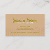 Honeycomb Bear Apiary Green Gold Visitenkarte (Rückseite)