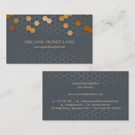 Honeycomb Bee Beekeeper Apiarist Elegant Visitenkarte (Vorne/Hinten)