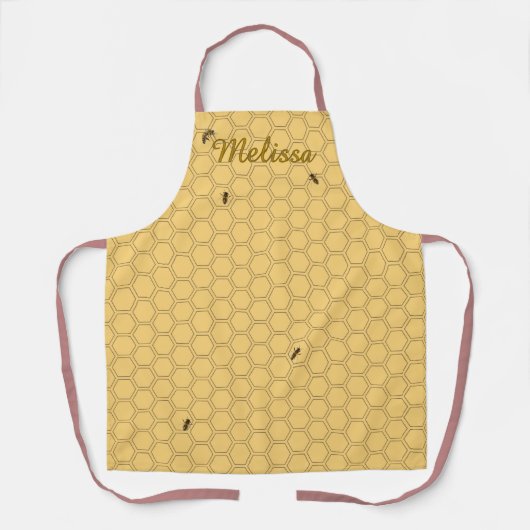 Honeycomb Bee Beekeeper Yellow Personalized Apron Schürze (Vorderseite)