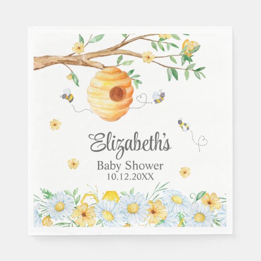 Honeycomb Bee Chamomile Baby Dusche Serviette (Vorderseite)