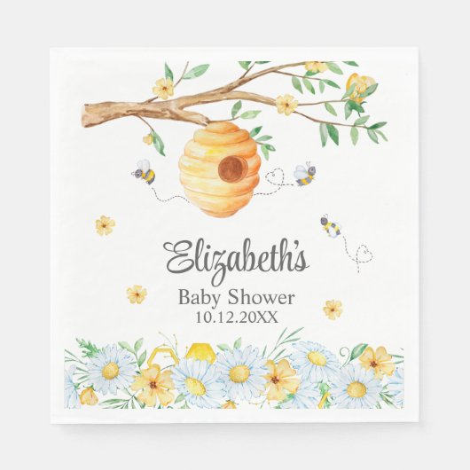 Honeycomb Bee Chamomile Baby Dusche Serviette (Vorderseite)