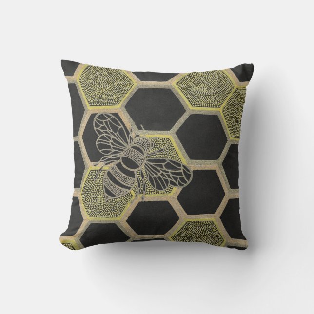 Honeycomb & Bee Pillow Kissen (Vorderseite)