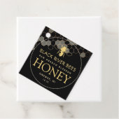Honeycomb & Bee Raw Honey Jar Tag Black Geschenkanhänger (Beispiel)