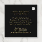 Honeycomb & Bee Raw Honey Jar Tag Black Geschenkanhänger (Rückseite)
