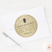 Honeycomb & Bee Raw Honey Label Gold Runder Aufkleber (Umschlag)
