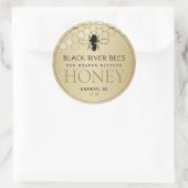 Honeycomb & Bee Raw Honey Label Gold Runder Aufkleber (Tasche)