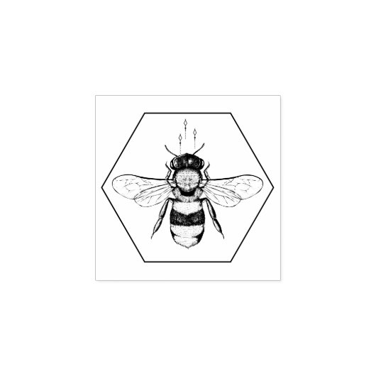 Honeycomb Bee Sketch | Apiary & Natural Skincare Gummistempel (Prägung)