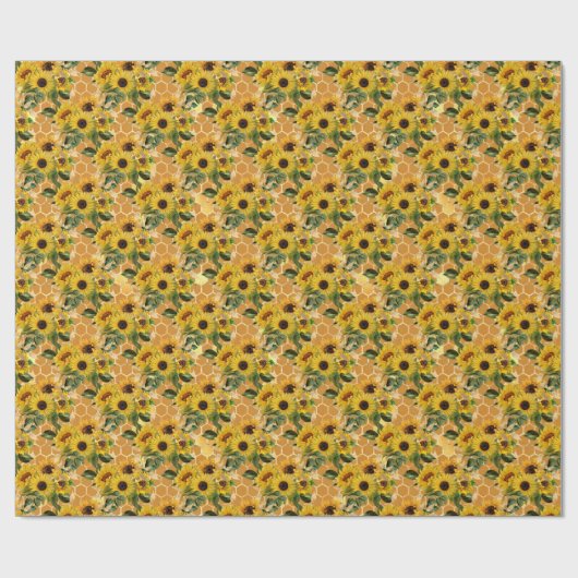 Honeycomb Bee Sonnenblumenmuster Geschenkpapier (Flach)
