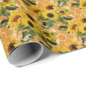 Honeycomb Bee Sonnenblumenmuster Geschenkpapier (Rolleneckpunkt)