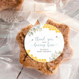 Honeycomb Bee Summer Baby Dusche Danke Runder Aufkleber