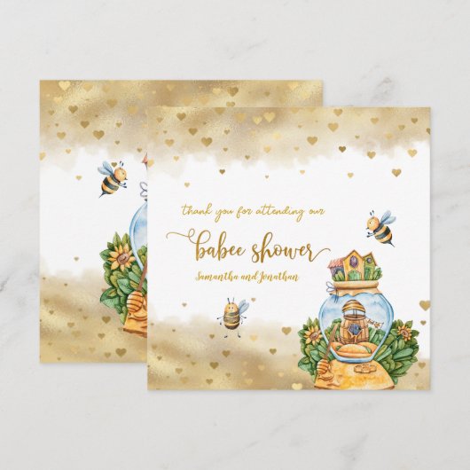 HoneyComb Bee Theme Kinderdusche Danke Karte (Vorne/Hinten)