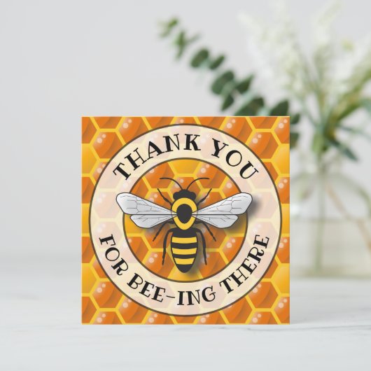 Honeycomb & Bee Vielen Dank Template (Stehend Vorderseite)