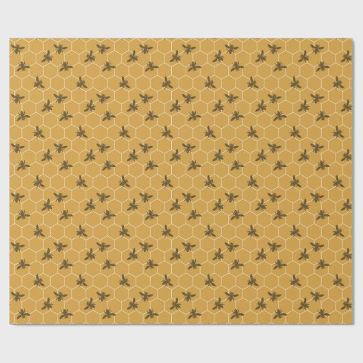 Honeycomb Bees Amber Geschenkpapier (Flach)
