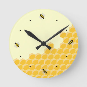Honeycomb Bees Fun Wall Clock Runde Wanduhr