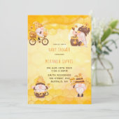 Honeycomb Bees Gnomes Baby Dusche Einladung (Stehend Vorderseite)
