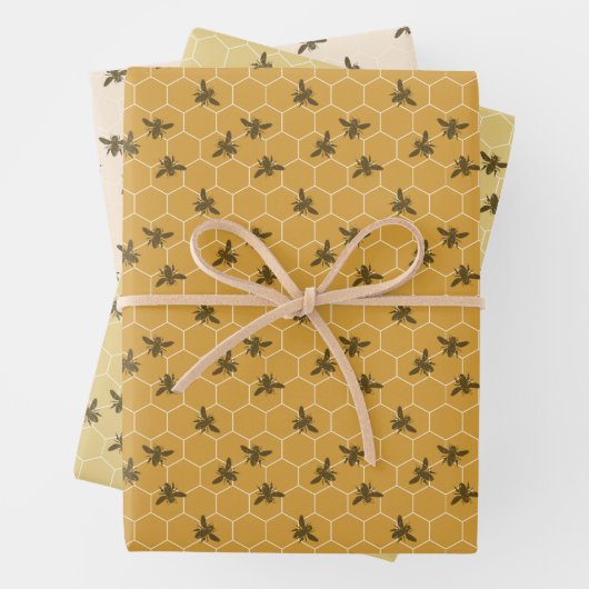 Honeycomb Bees Golden Amber Colors Geschenkpapier Set (Beispiel)