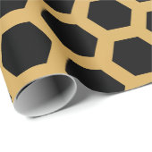 Honeycomb Black and Gold Abstrakt Geometric Geschenkpapier (Rolleneckpunkt)