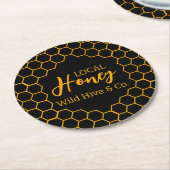 Honeycomb – Black or White Background Runder Pappuntersetzer (Angewinkelt)