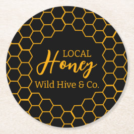 Honeycomb – Black or White Background Runder Pappuntersetzer