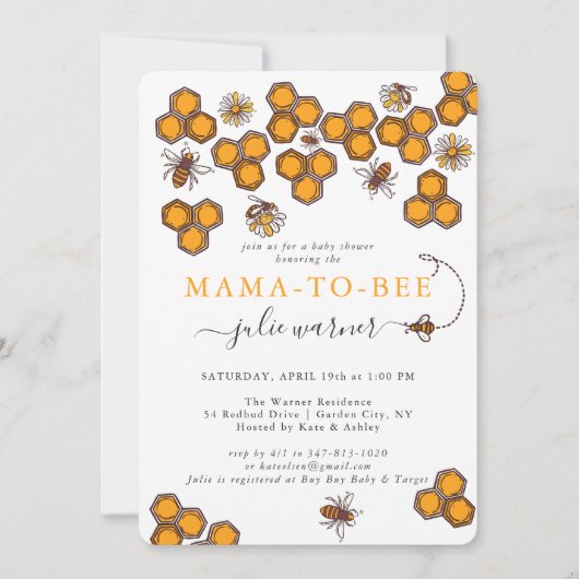 Honeycomb Bumble Bee Baby Shower Einladung (Vorderseite)