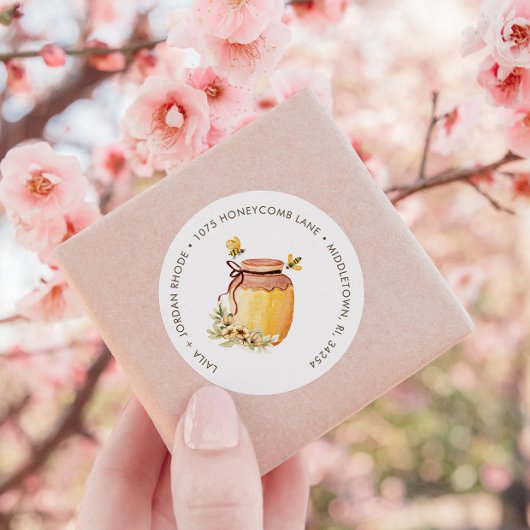 Honeycomb Bumblebee Baby Dusche Rücksendeadresse Runder Aufkleber