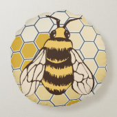 Honeycomb Bumblebee Rundes Kissen (Rückseite)