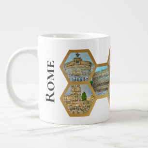 Honeycomb Collage pattern, Rom Italien Sehenswürdi Jumbo-Tasse