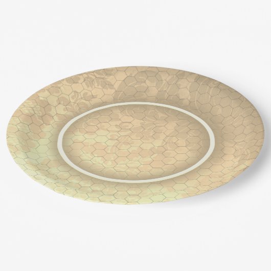 Honeycomb Damask Wedding Pappteller (Schrägansicht)