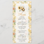Honeycomb Floral Bee Classy Custom Baby Shower Menükarte (Vorderseite)