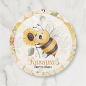 Honeycomb Floral Bee Custom Name Baby Shower Geschenkanhänger (Vorderseite)