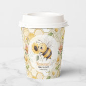 Honeycomb Floral Bee Personalized Baby Shower Pappbecher (Rückseite)