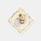 Honeycomb Floral Bee Personalized Baby Shower Serviette (Ecke)