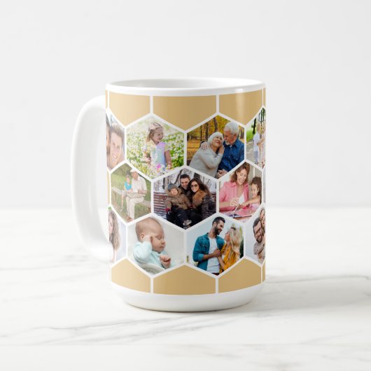 Honeycomb Foto Collage 17 Bild 15oz Kaffeetasse (Vorderseite Links)